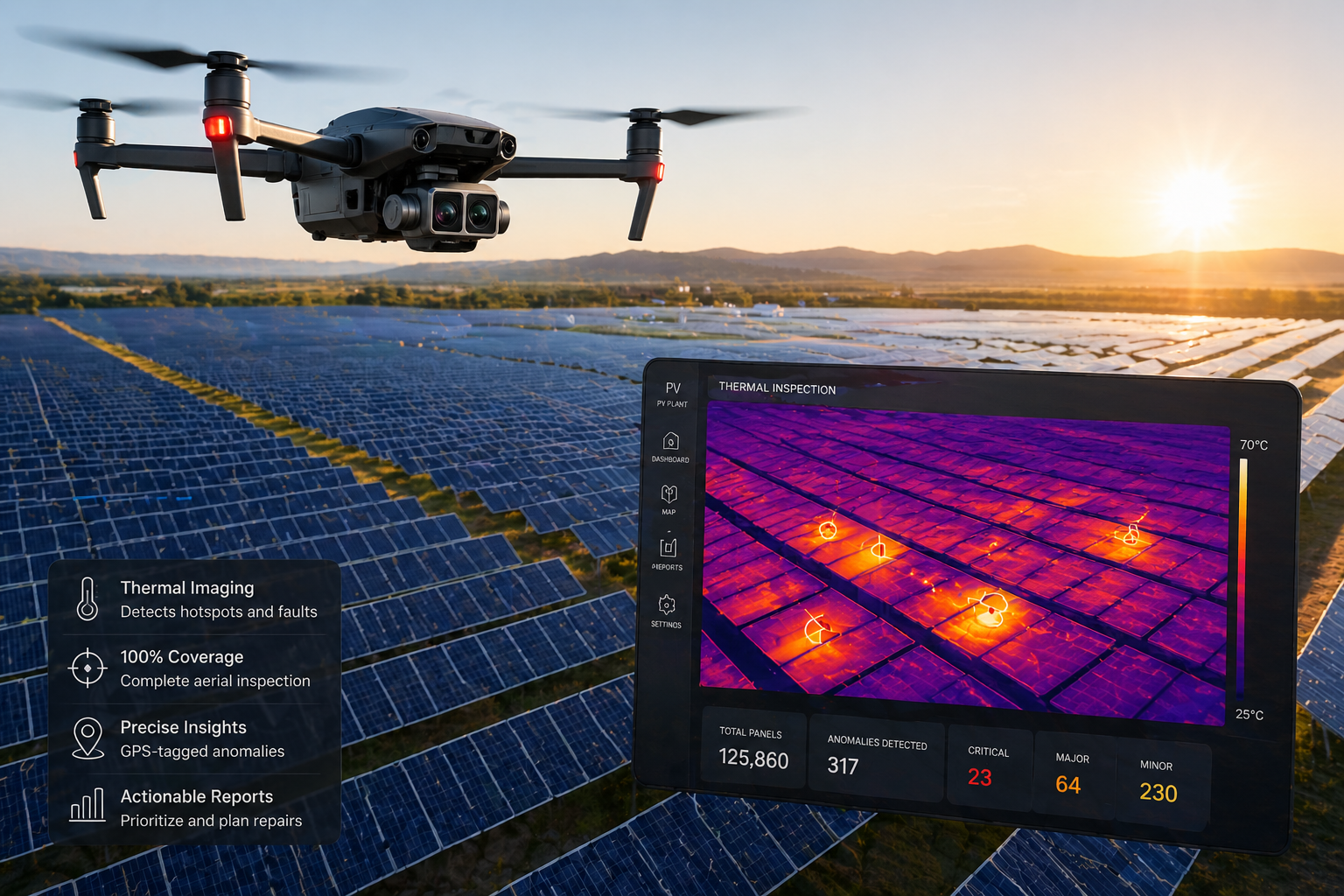 Thermal Drone Inspections for Solar PV: Identifying Faults at Scale